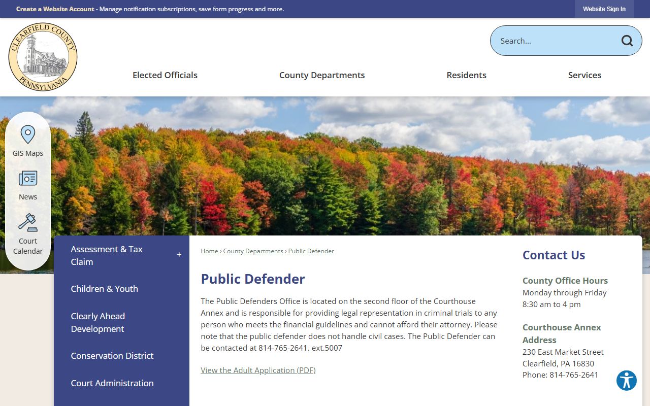 Clearfield County arrest records and court charges Public Defender office source