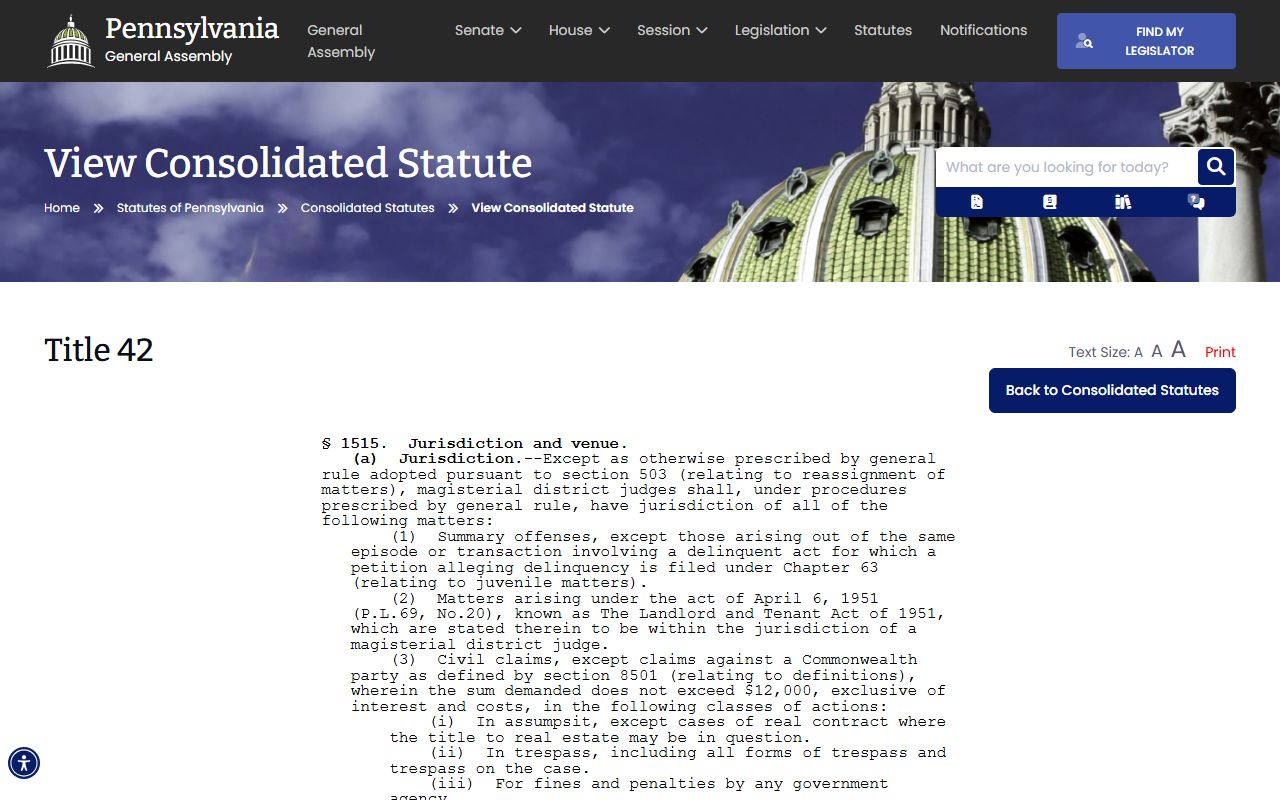 Clearfield County court dockets magisterial district judge jurisdiction statute
