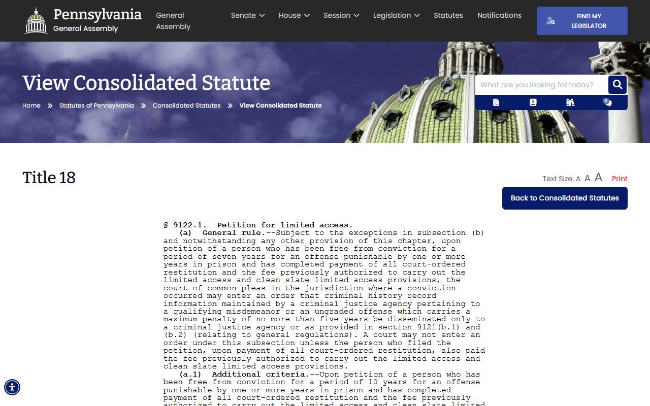 Clearfield County court records Pennsylvania limited access statute source