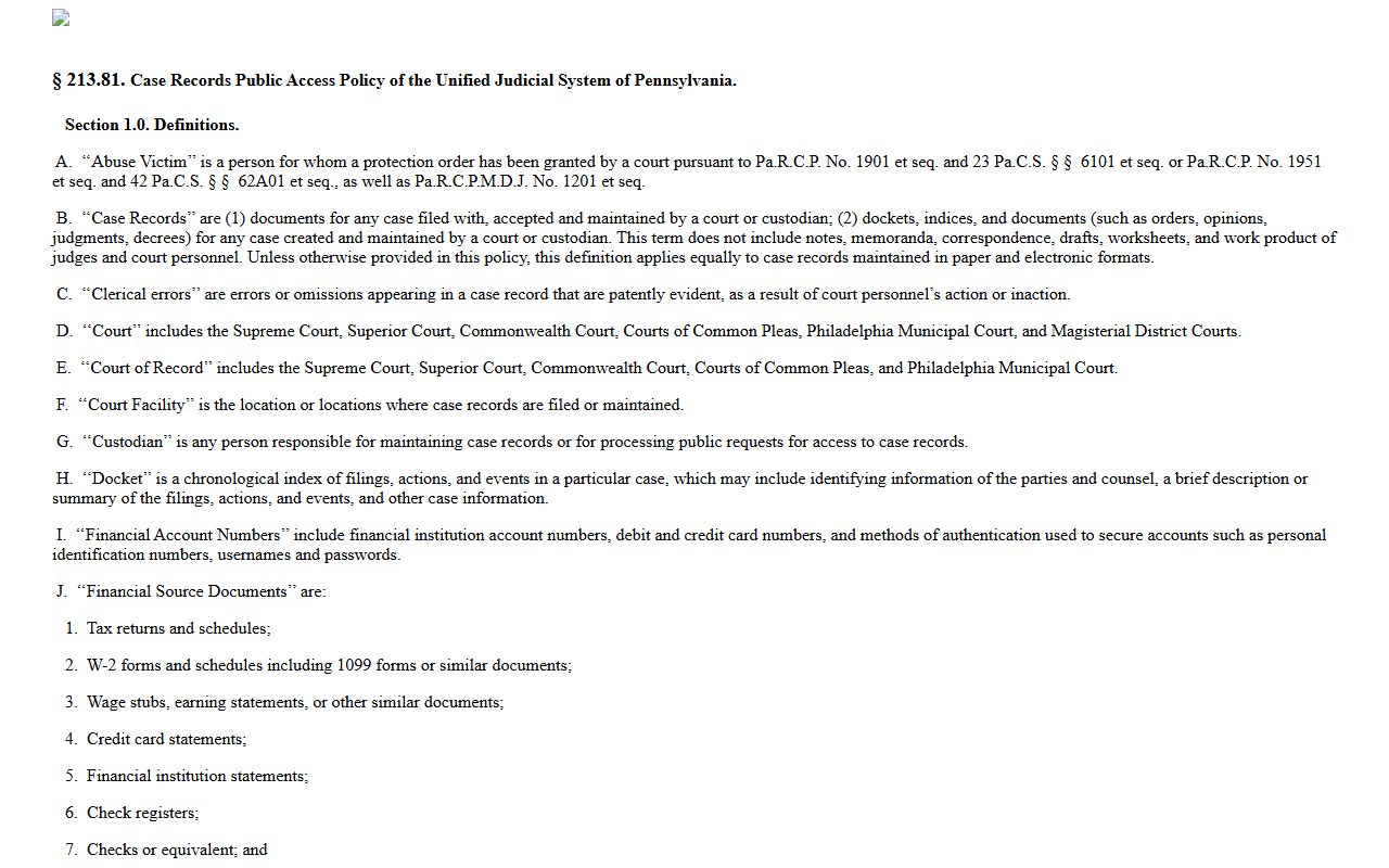 Clearfield County court records UJS public access policy page