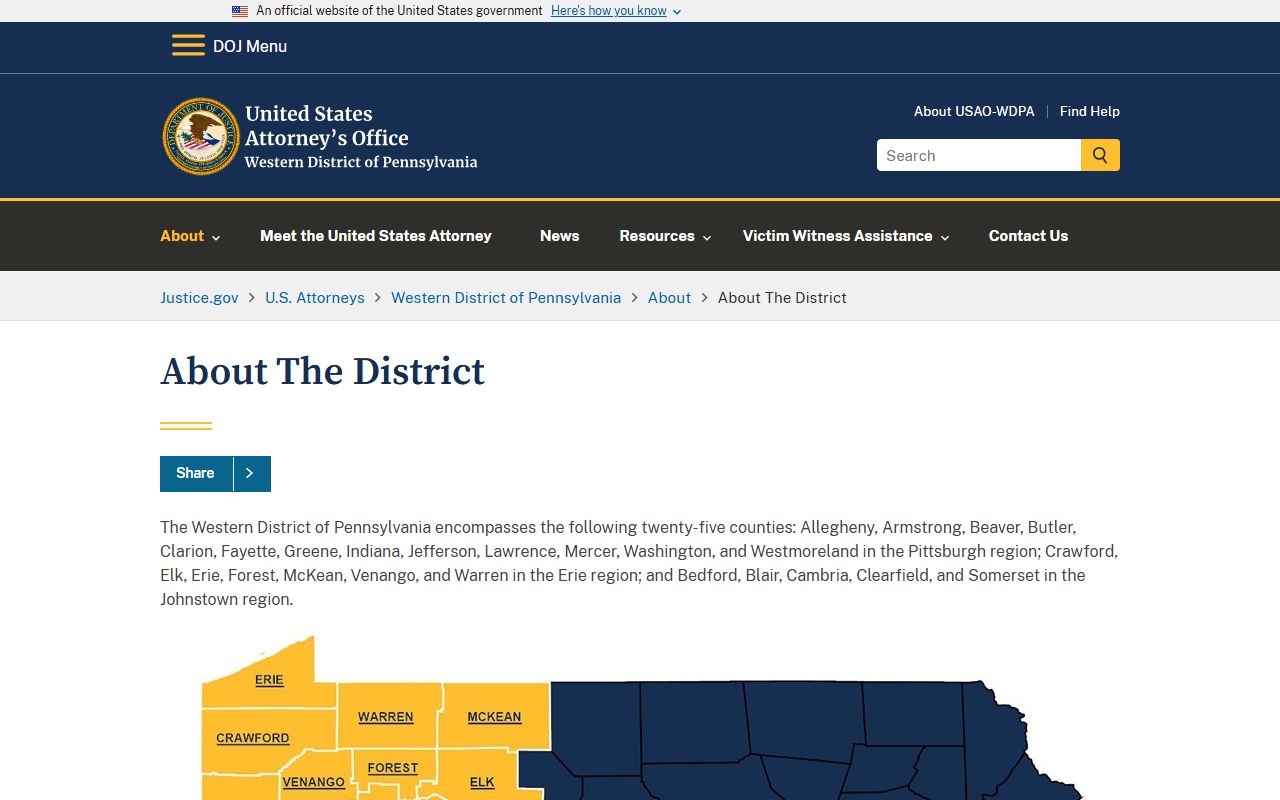 Clearfield County criminal court records U.S. Attorney Western District source