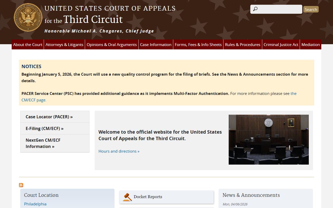 Clearfield County Court of Common Pleas records Third Circuit appeals court