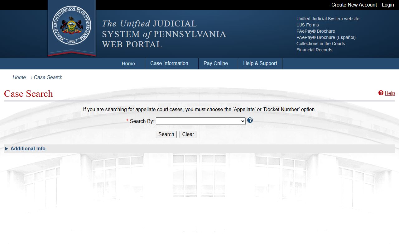 Clearfield County court records UJS case search