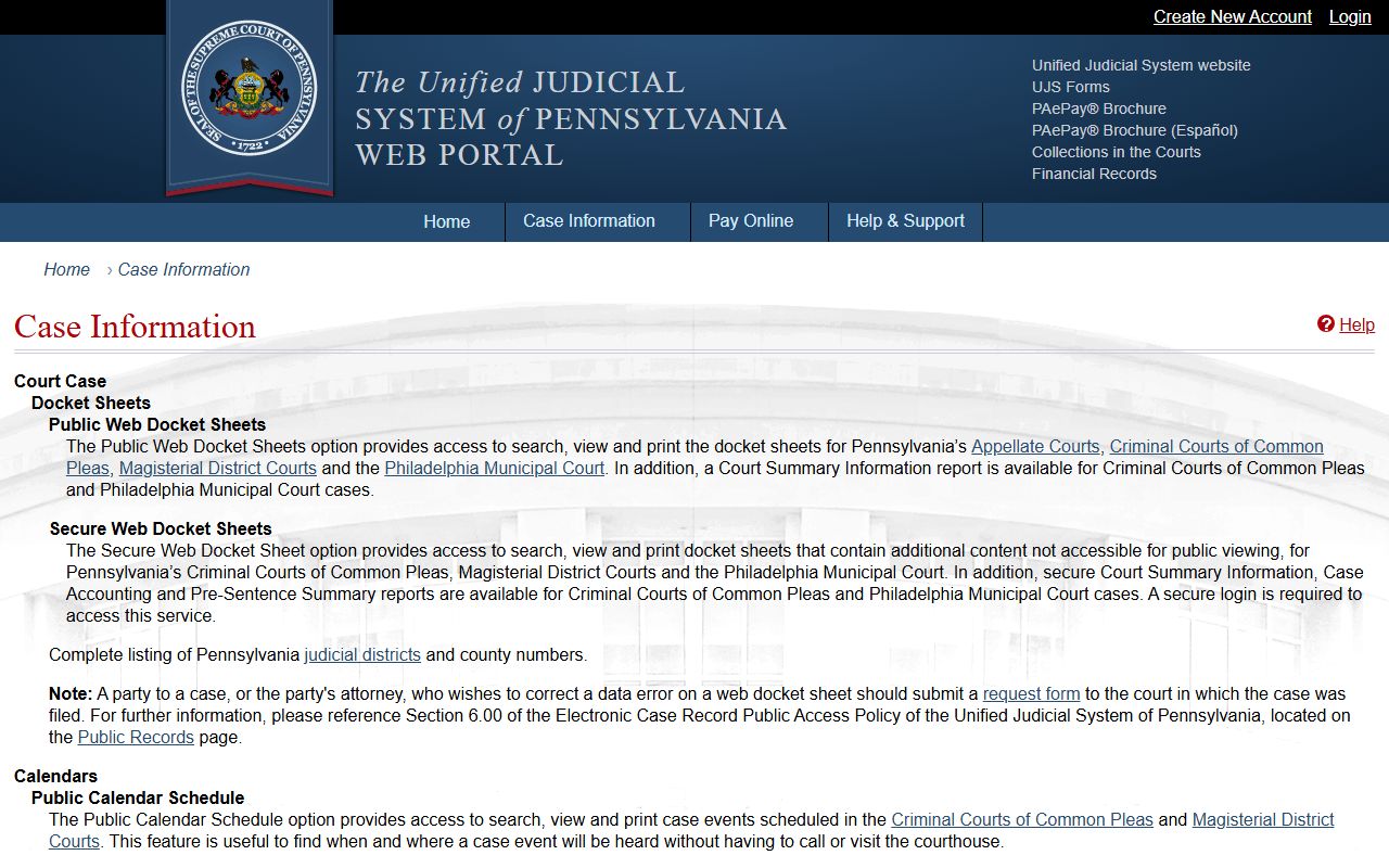 Clearfield County court records UJS docket information