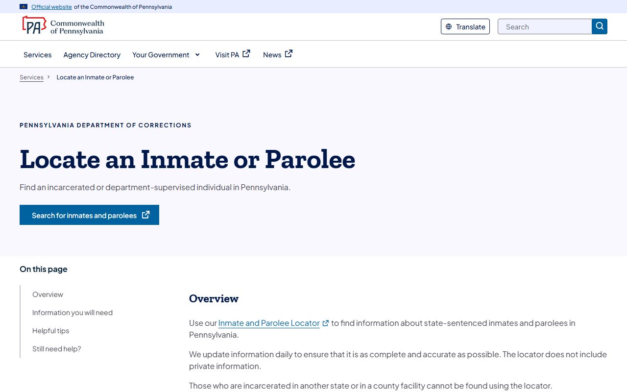 Clearfield County inmate records Pennsylvania DOC inmate locator