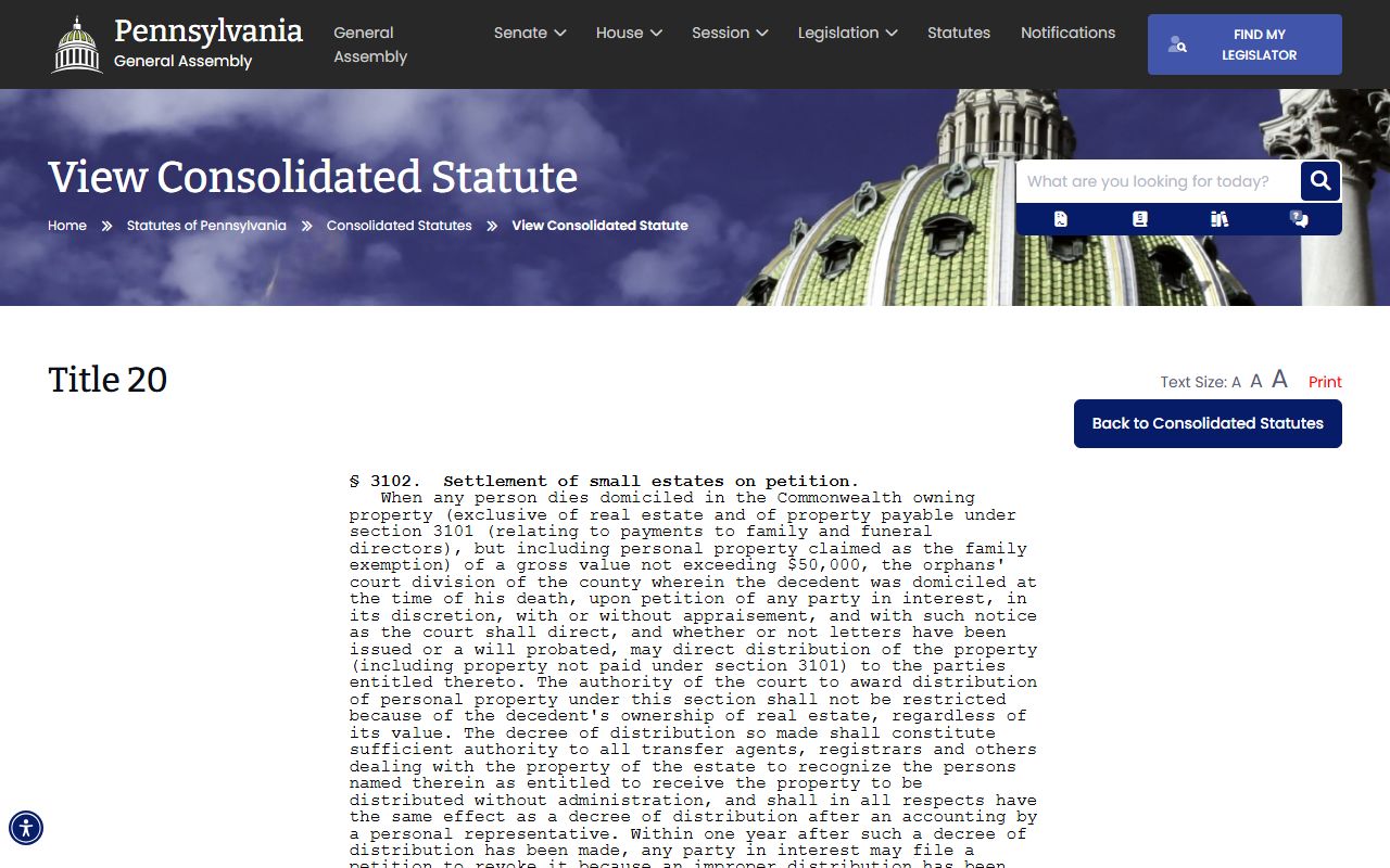 Clearfield County probate records Pennsylvania small estates statute