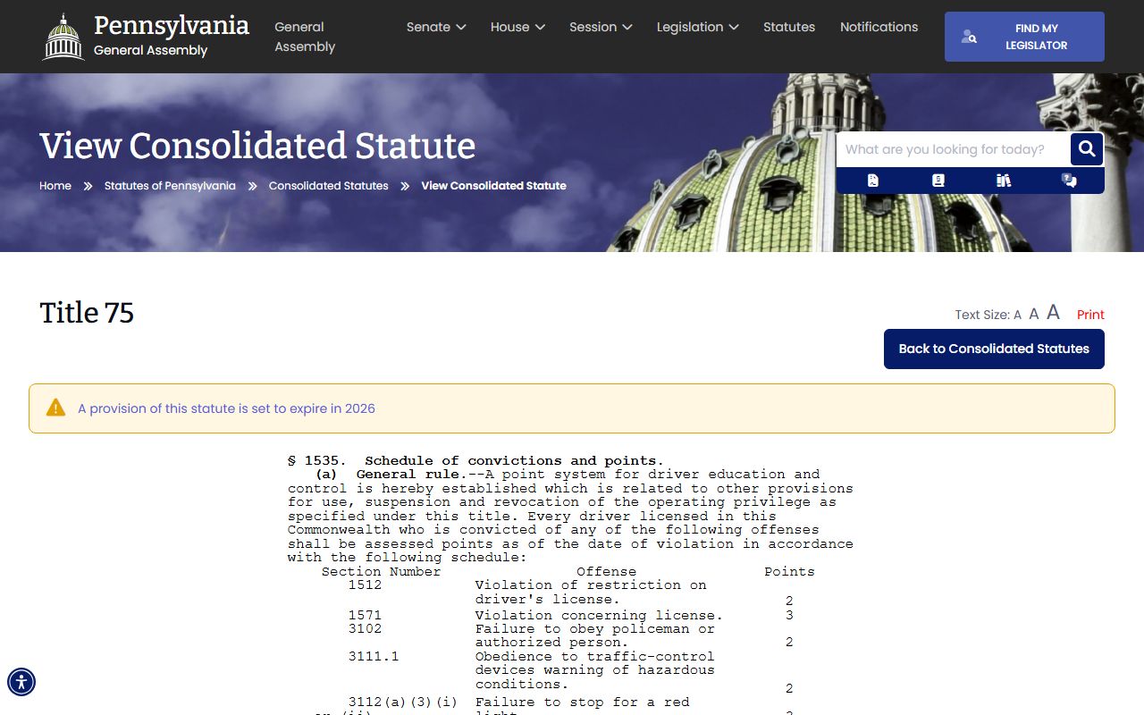 Clearfield County traffic court records Pennsylvania driver points statute