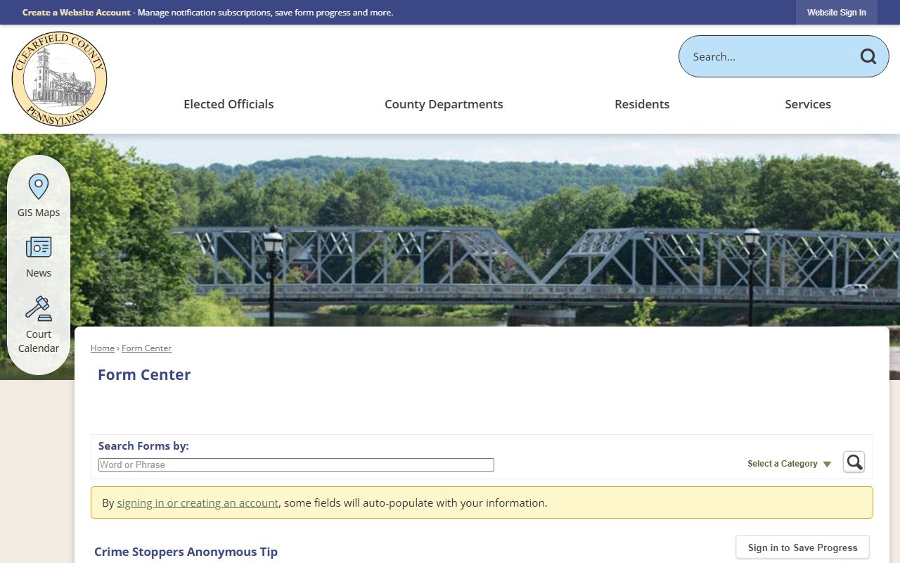 Clearfield County warrant records Crime Stoppers tip form