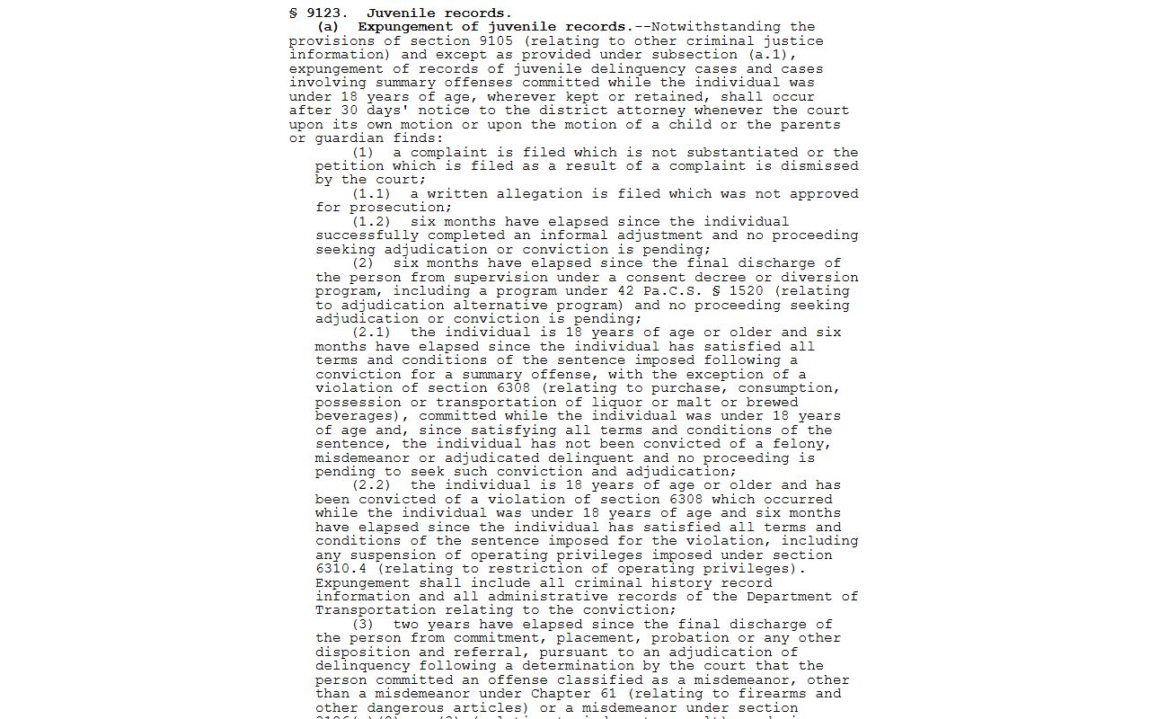 Clearfield County warrant records juvenile expungement statute